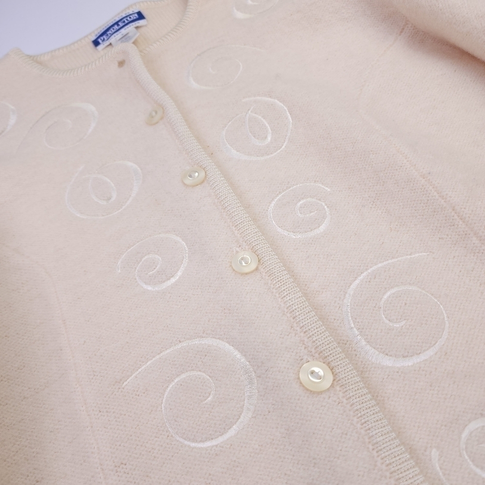 Pendleton Cream Wool Sweater Blazer Sz L - Picture 3 of 8